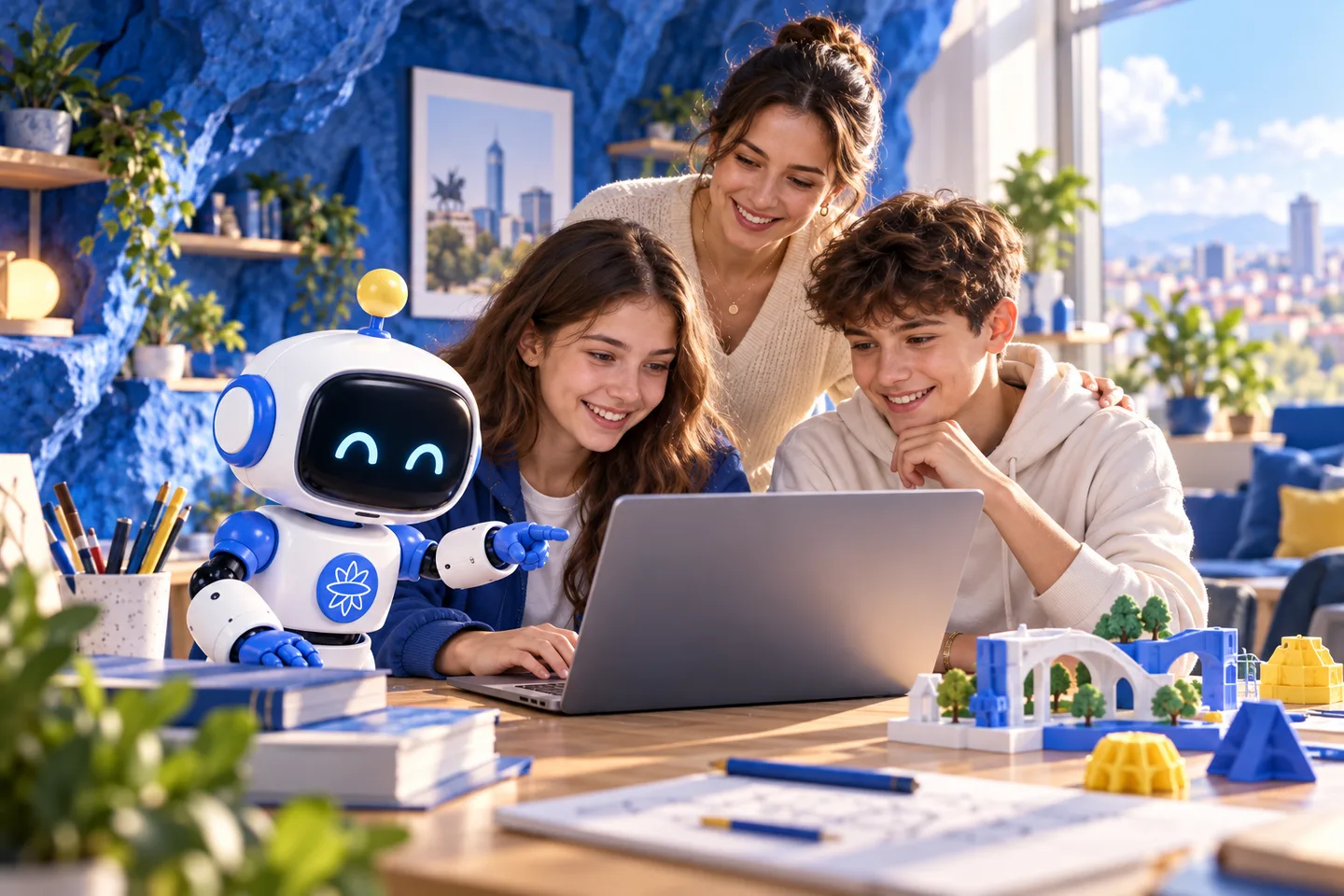 Ilustrim me AI: dy të rinj krijojnë me prindin dhe robotin